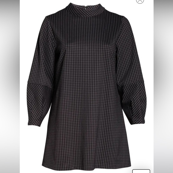 Check Print Long Sleeve Shift Dress - Picture 4 of 8